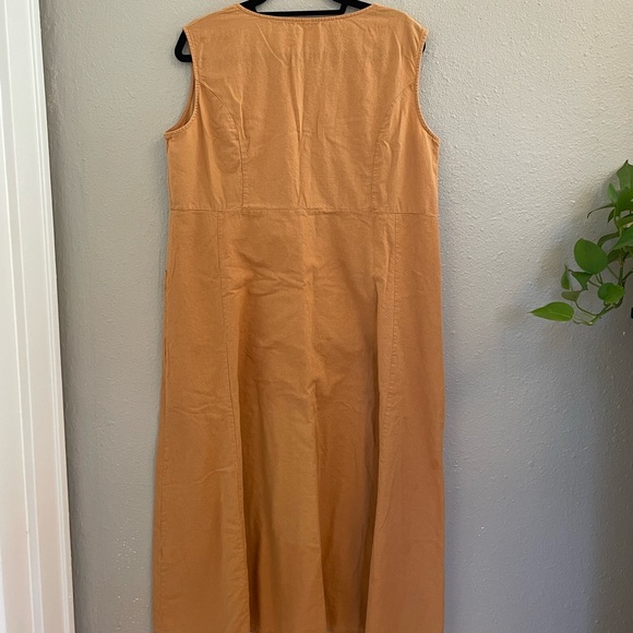 Summer Peach Sleeveless Cotton Apron Style Maxi Dress - Picture 7 of 8